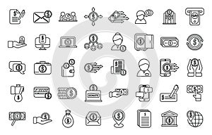 Financial support icons set outline vector. Finance advice