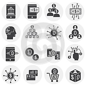 Financial technologies related icons set on background for graphic and web design. Simple illustration. Internet concept