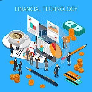 Financial Technology Isometric Composition