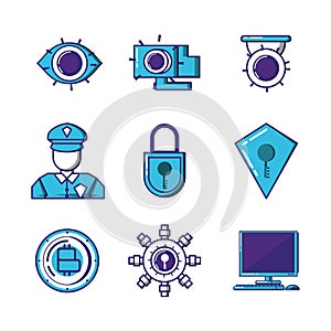 Financial technology security icons
