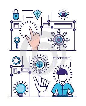 Financial technology set icons