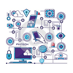 Financial technology set icons