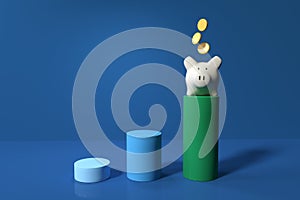 Financial theme with a piggy bank and coins - 3D