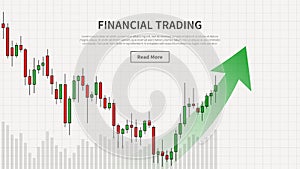 Financial trade chart with uptrend arrow vector illustration