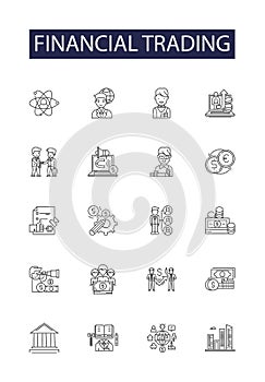 Financial trading line vector icons and signs. Finance, Financial, Stocks, Bonds, Investing, Derivatives, Futures