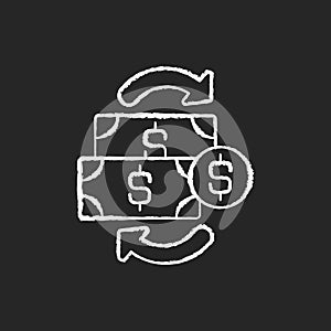 Financial transactions chalk white icon on black background