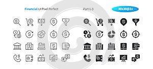 Financial UI Pixel Perfect Well-crafted Vector Thin Line And Solid Icons 30 2x Grid for Web Graphics and Apps.