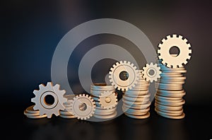 Financial wealth cooperation and accumulation, economic improvement, histograms and gears