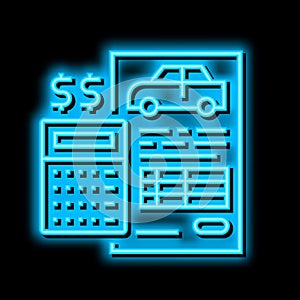 financing car calculator neon glow icon illustration