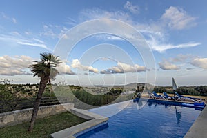 A finca with a pool in the garden