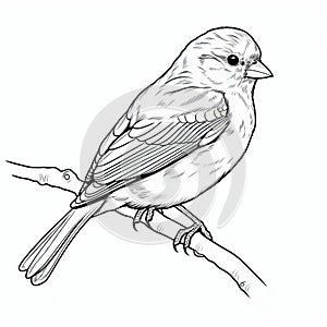 Finch Outline Coloring Page With Crisp Lines Bird Coloring Book