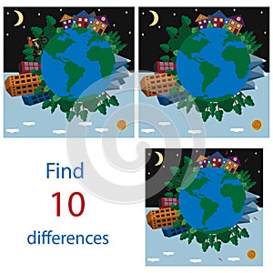 Find 10 differences in pictures, vector, EPS