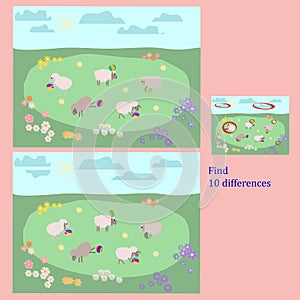 find 10 differences puzzles for children under 6 years old, presented by seasons, summer