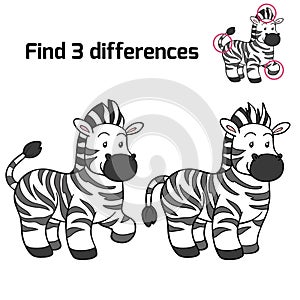 Find 3 differences (zebra)