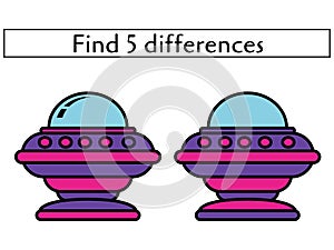 Find 5 differences, educational page game for toddlers