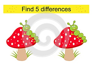Find 5 differences. Logic puzzle game for kids