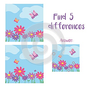 Find 5 differences. A simple educational game for children.