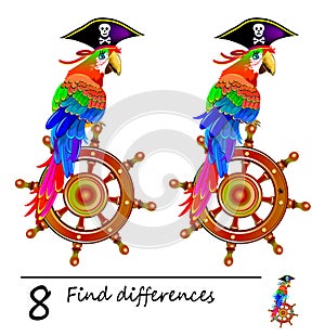 Find 8 differences. Logic puzzle game for children and adults. Printable page for kids brain teaser book.