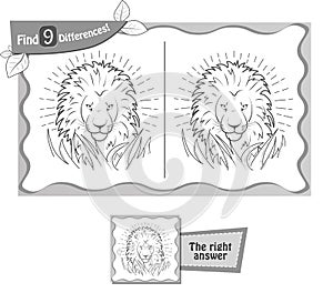 Find 9 differences game lion