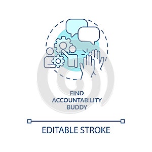 Find accountability buddy turquoise concept icon