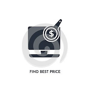 Find best price icon. simple element illustration. isolated trendy filled find best price icon on white background. can be used