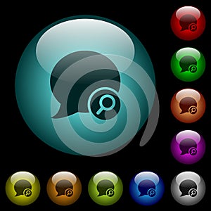 Find blog comment icons in color illuminated glass buttons