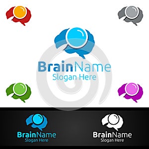Find Brain Technology Logo with Think Idea Concept Design