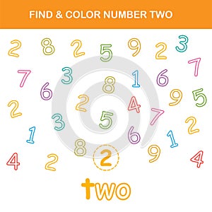 Find & color number 2 worksheet