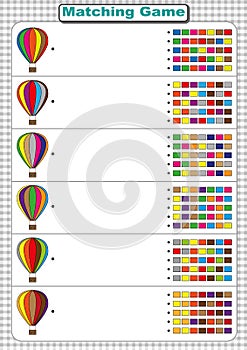 Find the color sequence of the air balloon. visual perception worksheet for kids photo