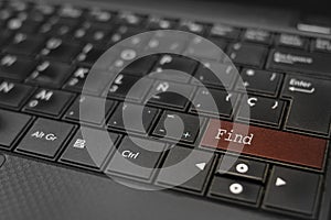 Find concept. Find key embedded in a computer keyboard