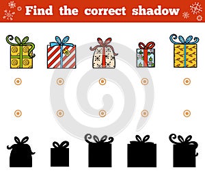 Find the correct shadow for children. Christmas gifts