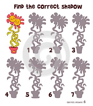 Find the correct shadow. Choose right silhouette. Attention task photo