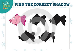 Find the correct shadow for cute cartoon fish preschool kids mini game