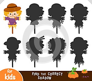 Find the correct shadow, education game for kids, Cute cartoon scarecrow