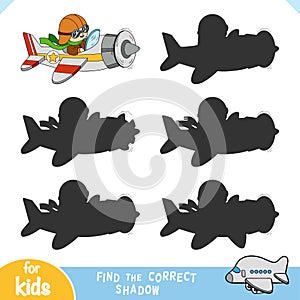 Find the correct shadow, education game for kids, Pilot and plane photo