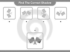Find the correct shadow. Find and match the correct shadow of Racing Flags. Educational children game, printable worksheet, vector