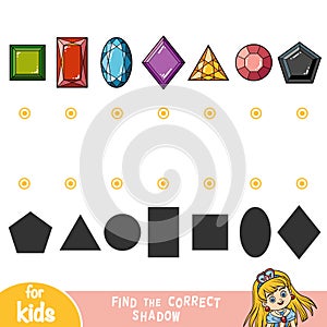 Find the correct shadow, game for children, Gemstones