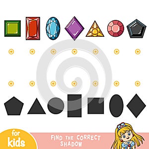 Find the correct shadow, game for children, Gemstones photo