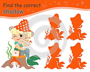 Find the correct shadow mermaid with mushrooms vector