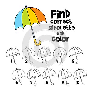 Find the correct shadow. Find 2 same objects. Educational game for children