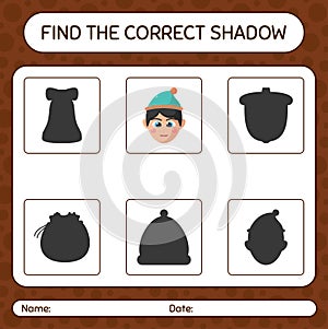 Find the correct shadows game with boys. worksheet for preschool kids, kids activity sheet