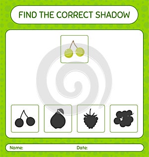 Find the correct shadows game with quenepa. worksheet for preschool kids, kids activity sheet