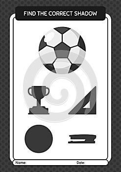 Find the correct shadows game with soccerball. worksheet for preschool kids, kids activity sheet