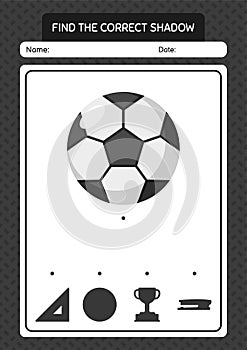Find the correct shadows game with soccerball. worksheet for preschool kids, kids activity sheet