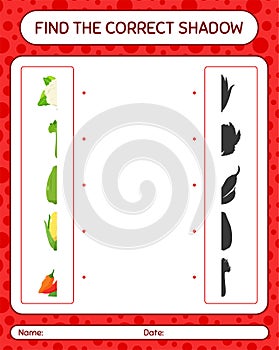 Find the correct shadows game with vegetables. worksheet for preschool kids, kids activity sheet