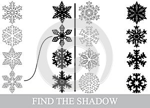 Find the correct shadows silhouettes of snowflakes.