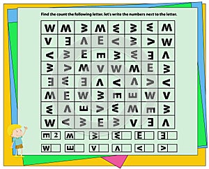 Find, count and write, worksheet visual perception, dyslexia, perception, visual,kindergarten symbol work.geometric shapes.Sudoku photo