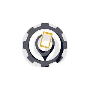 Find device gear logo design template.