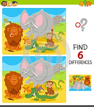 Find differences with cartoon animal characters