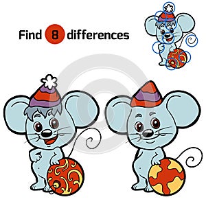 Find differences for children: Christmas animals (mouse)